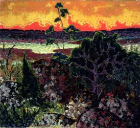 Landschaft mit einer roten Wolke, 1913-14
